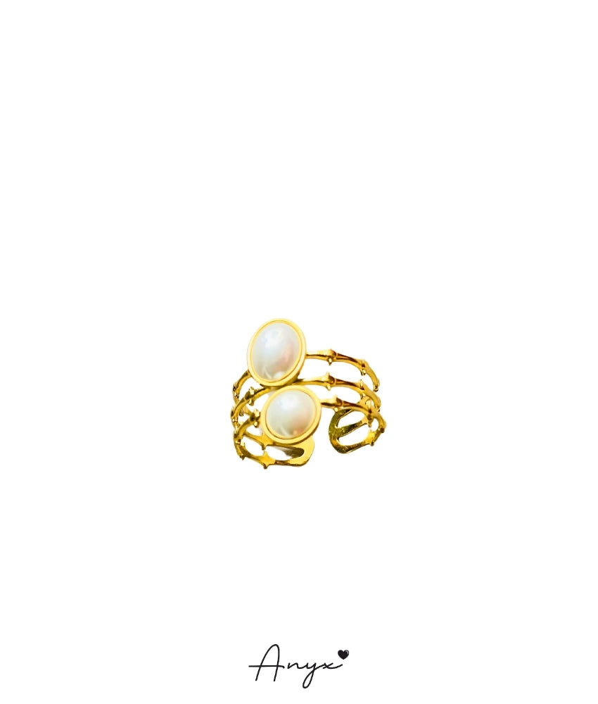 18K Gold Plated Merette Pearls Ring - ANYX - 