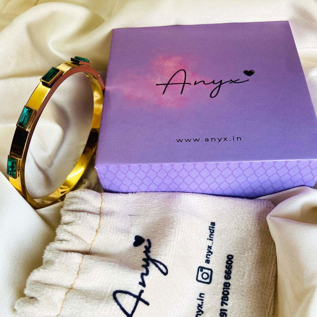 Gold Emerald Bangle - ANYX - 