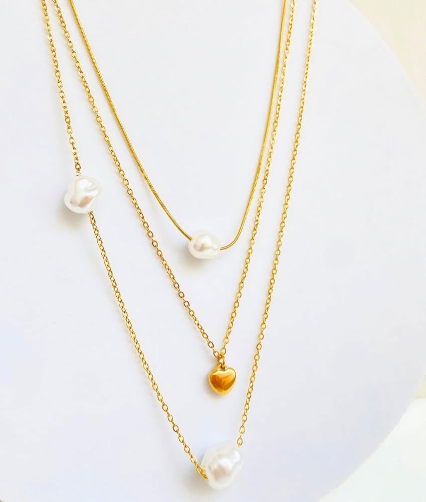 Trinity pearl layered necklace - ANYX - Necklace